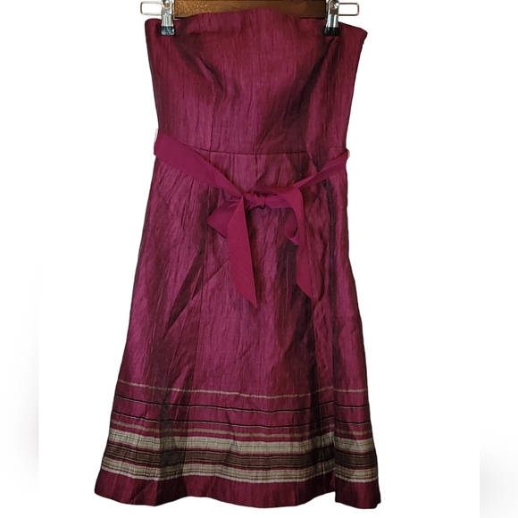 LOFT Dresses & Skirts - Ann Taylor Loft Petites Fuchsia Linen Blend Strapless Dress Size 0P